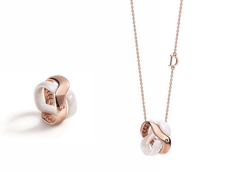 Damiani Baci親吻系列玫瑰金陶瓷戒指&項鍊 價格電洽